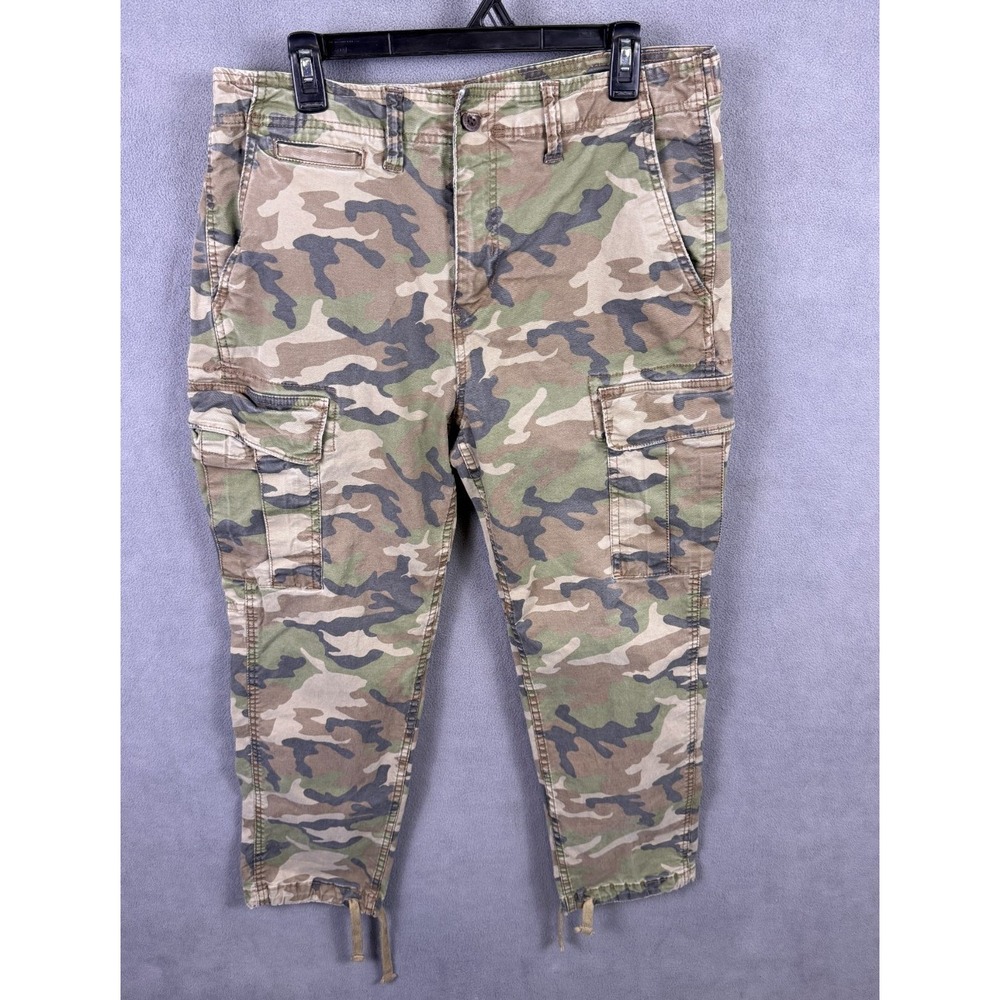 American Eagle Camo Cargo Pants 34x30 Drawstring Hem Military Paratrooper
